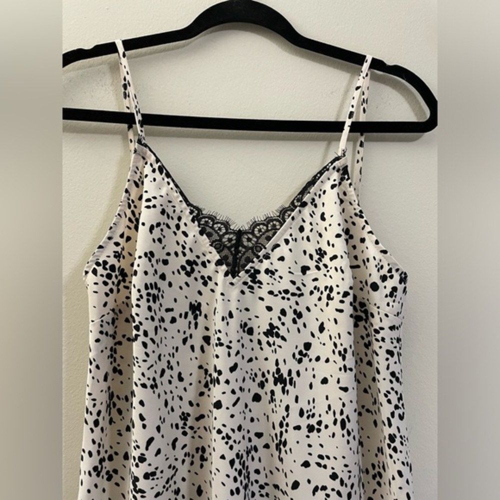 NWT A New Day Maxi Slip Dress with Lace‎ and Dots in Cream and Black - S - Picture 2 of 11